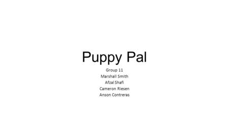 Puppy Pal Group 11 Marshall Smith Afzal Shafi Cameron Riesen Anson Contreras.