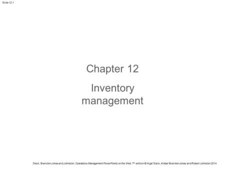 Chapter 12 Inventory management.