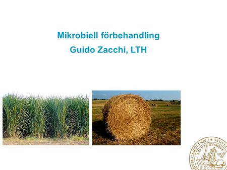 Mikrobiell förbehandling Guido Zacchi, LTH. Develop and optimise pretreatment of lignocellulosic agricultural raw materials and rest products 1.Pre-pretreatment.