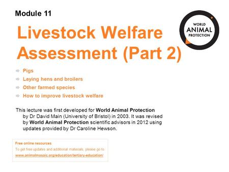 Livestock Welfare Assessment (Part 2)