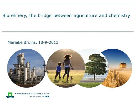 Biorefinery, the bridge between agriculture and chemistry Marieke Bruins, 18-9-2013.