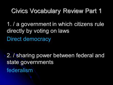 Civics Vocabulary Review Part 1