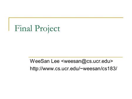 Final Project WeeSan Lee