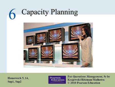 6 – 1 Copyright © 2010 Pearson Education, Inc. Publishing as Prentice Hall. Capacity Planning 6 For Operations Management, 9e by Krajewski/Ritzman/Malhotra.