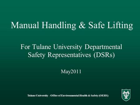 Manual Handling & Safe Lifting