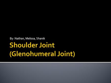 Shoulder Joint (Glenohumeral Joint)