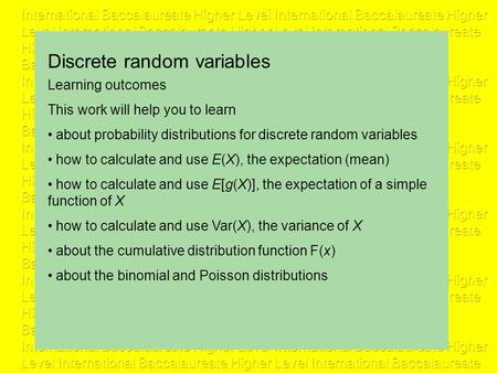 Discrete random variables