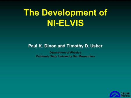 The Development of NI-ELVIS