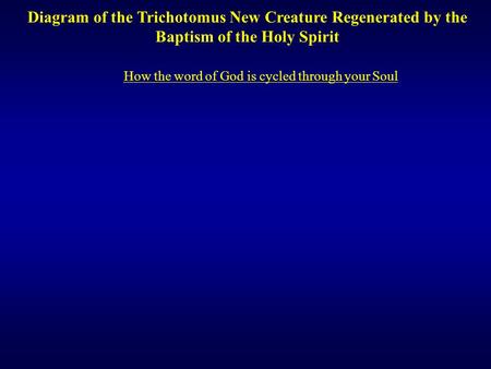 Diagram of the Trichotomus New Creature Regenerated by the Baptism of the Holy Spirit How the word of God is cycled through your Soul.
