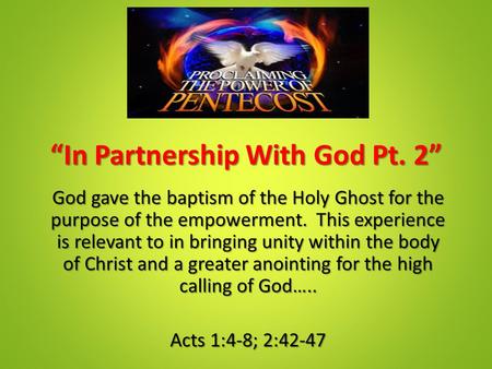 “In Partnership With God Pt. 2”
