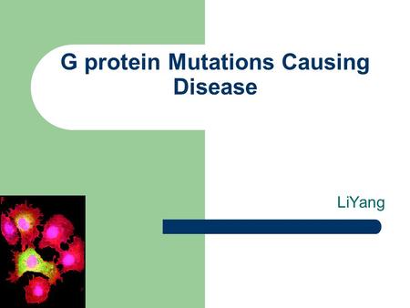 G protein Mutations Causing Disease LiYang. GPCRs are known for their physiological functions. Induction of these diverse biological functions results.