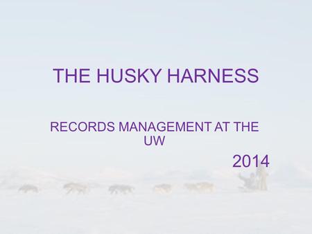 THE HUSKY HARNESS RECORDS MANAGEMENT AT THE UW 2014.
