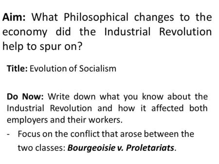 Title: Evolution of Socialism