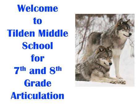 Welcome to Tilden Middle School for 7 th and 8 th Grade Articulation.