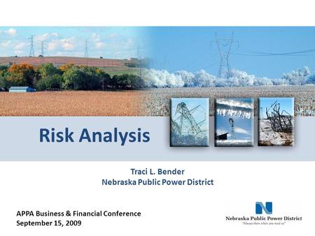Traci L. Bender Nebraska Public Power District APPA Business & Financial Conference September 15, 2009 Risk Analysis.