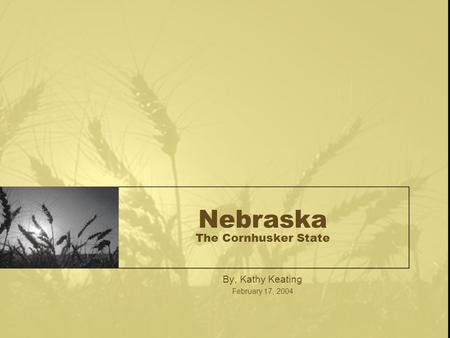 Nebraska The Cornhusker State By, Kathy Keating February 17, 2004.