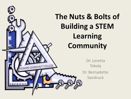 The Nuts & Bolts of Building a STEM Learning Community Dr. Loretta Tokoly Dr. Bernadette Sandruck.