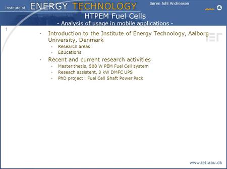 HTPEM Fuel Cells - Analysis of usage in mobile applications -