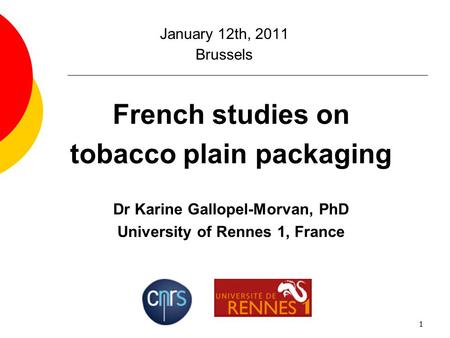 Dr Karine Gallopel-Morvan, PhD University of Rennes 1, France