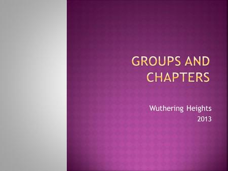 Wuthering Heights 2013.  A Ch 1 – 6: 1, 2, 3, 4-5, 6 No one.  B Ch 7 – 12: 7-8, 9, 10, 11, 12 (helps 10)  C Ch 13 – 19: 13-14, 15, 16-17, 18, 19 