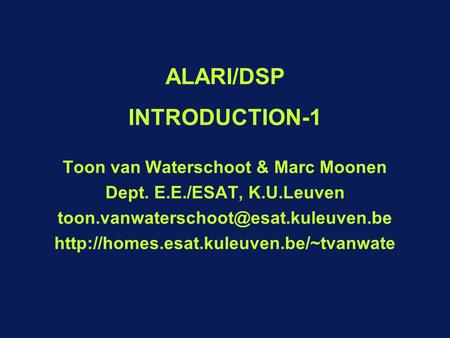 ALARI/DSP INTRODUCTION-1