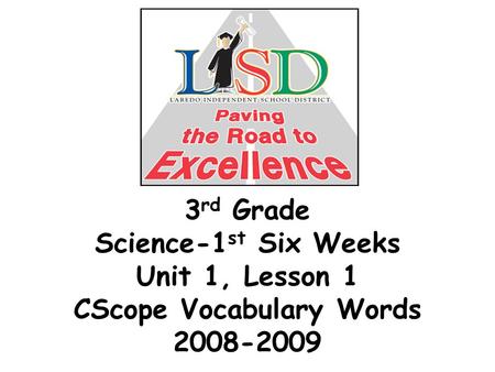 3 rd Grade Science-1 st Six Weeks Unit 1, Lesson 1 CScope Vocabulary Words 2008-2009.