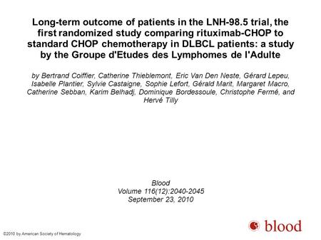 Long-term outcome of patients in the LNH-98
