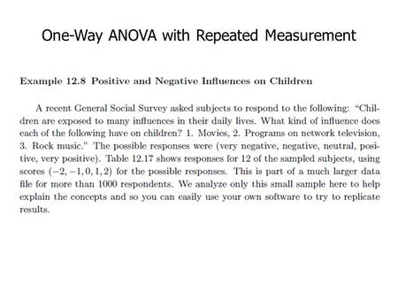 One-Way ANOVA with Repeated Measurement. Fixed and Random Effects.