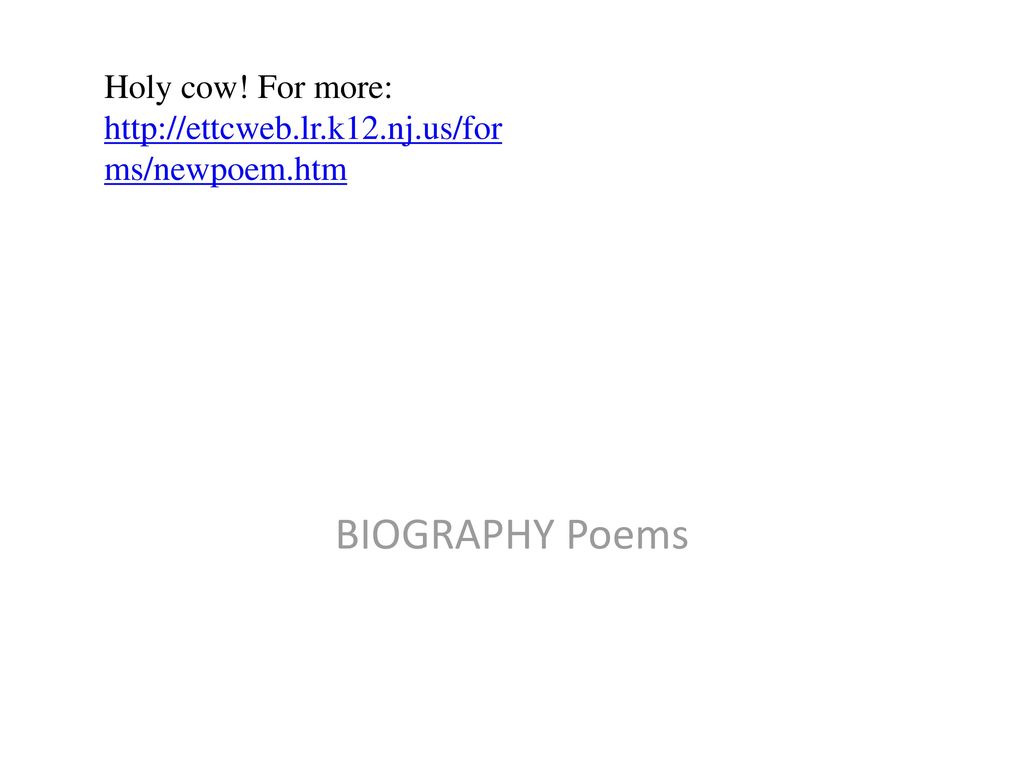 holy cow for more biography poems ppt download ettcweb