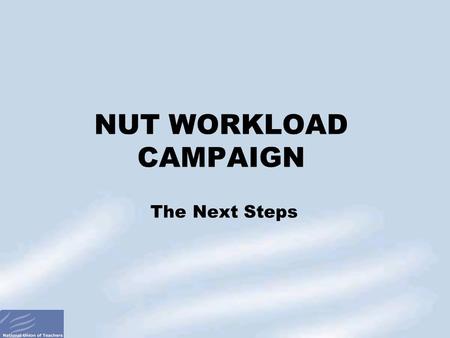 NUT WORKLOAD CAMPAIGN The Next Steps. 2006 STRB workload survey concluded: “no statistically significant changes in the numbers of hours worked by full-time.
