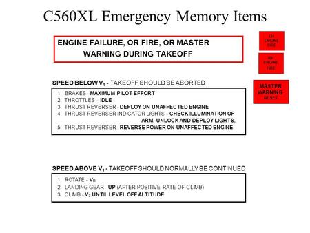 C560XL Emergency Memory Items