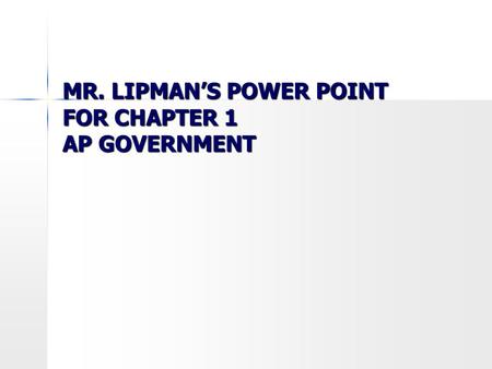 MR. LIPMAN’S POWER POINT FOR CHAPTER 1 AP GOVERNMENT.