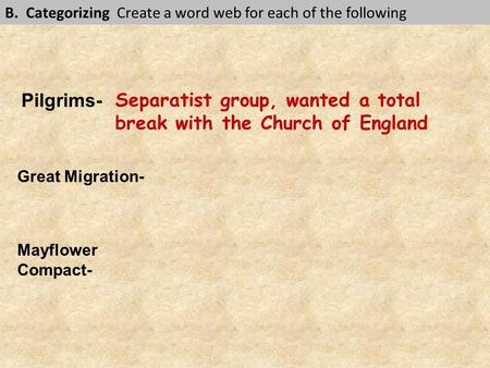 Separatist group, wanted a total break with the Church of England
