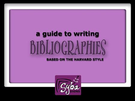 Background A bibliography is a list of resources used in preparing a piece of work. When writing up a piece of work you will need to cite (quote) the.