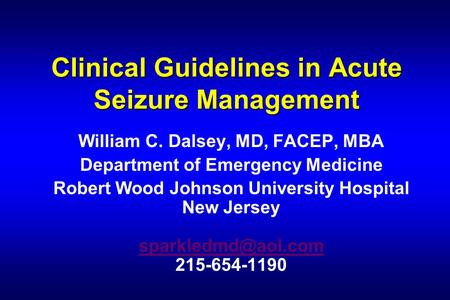 Clinical Guidelines in Acute Seizure Management