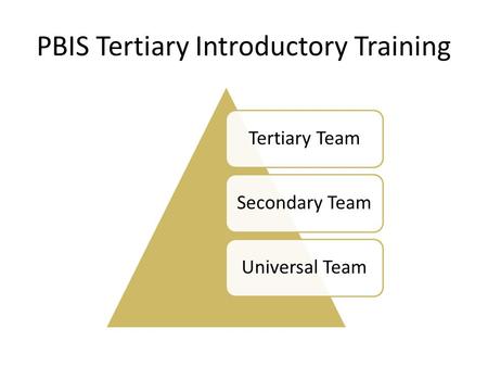 PBIS Tertiary Introductory Training Tertiary TeamSecondary TeamUniversal Team.