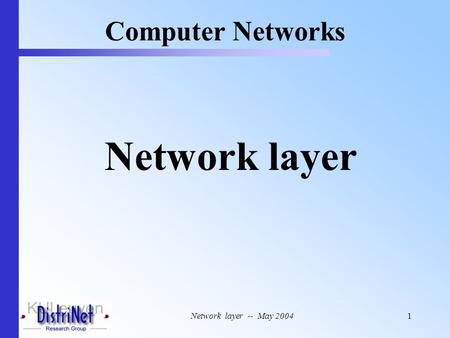 Network layer -- May 20041 Network layer Computer Networks.