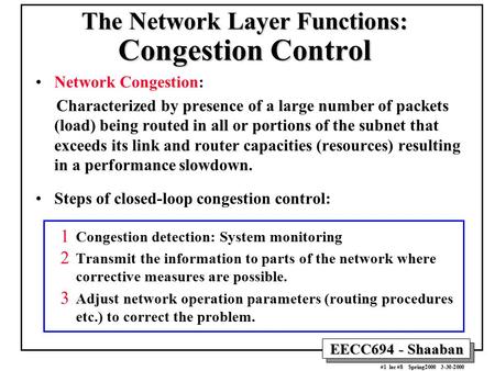 The Network Layer Functions: Congestion Control