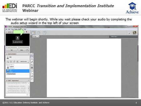 0 ©2011 U.S. Education Delivery Institute and Achieve PARCC Transition and Implementation Institute Webinar The webinar will begin shortly. While you wait.