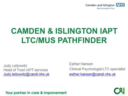 CAMDEN & ISLINGTON IAPT LTC/MUS PATHFINDER