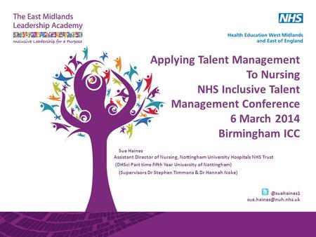 Applying Talent Management To Nursing NHS Inclusive Talent Management Conference 6 March 2014 Birmingham ICC Sue Haines Assistant Director of Nursing,
