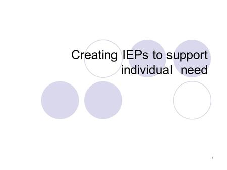 Creating IEPs to support individual need