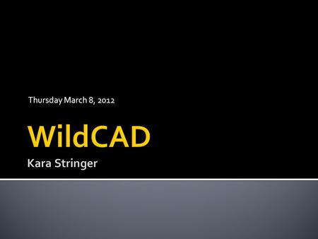 Thursday March 8, 2012. WildCAD program update WildCAD/iRWIn Enhancements 4.3.3 Milepost.cvs/.shapefile Cool Stuff.