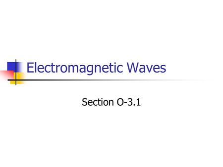 Electromagnetic Waves Section O-3.1. The Nature of Electromagnetic Waves What are Electromagnetic Waves Transfer energy from one place to another Don’t.