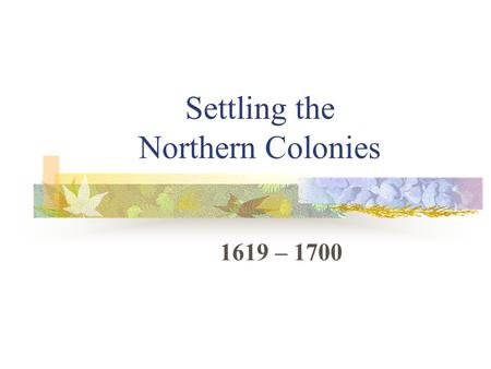 Settling the Northern Colonies 1619 – 1700. Religion 1517 – Protestant reformation 1536 – John Calvin --- Calvinism The elect Predestination Conversion.