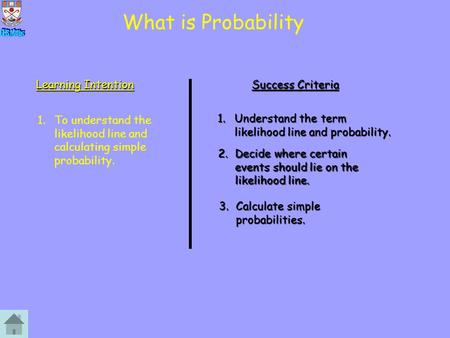 What is Probability Learning Intention Success Criteria