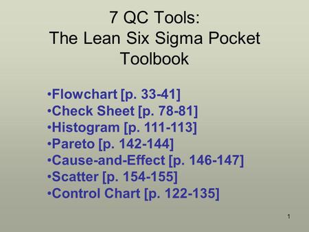 7 QC Tools: The Lean Six Sigma Pocket Toolbook