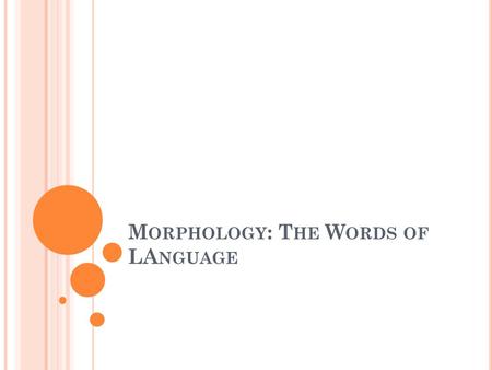 M ORPHOLOGY : T HE W ORDS OF LA NGUAGE. M ORPHOLOGY : T HE STUDY OF THE STRUCTURE OF WORDS 1. Copyeditor: Adeline Moore 2. Accounts payable: Ineeda Czech.