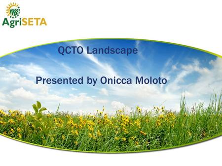 The QCTO Landscape Presented by Onicca Moloto. Presentation Outline  1. QCTO Mandate  2. QCTO Partnerships.  3. The New proposed NQF Landscape.  4.