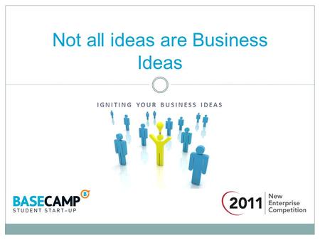 IGNITING YOUR BUSINESS IDEAS Not all ideas are Business Ideas.